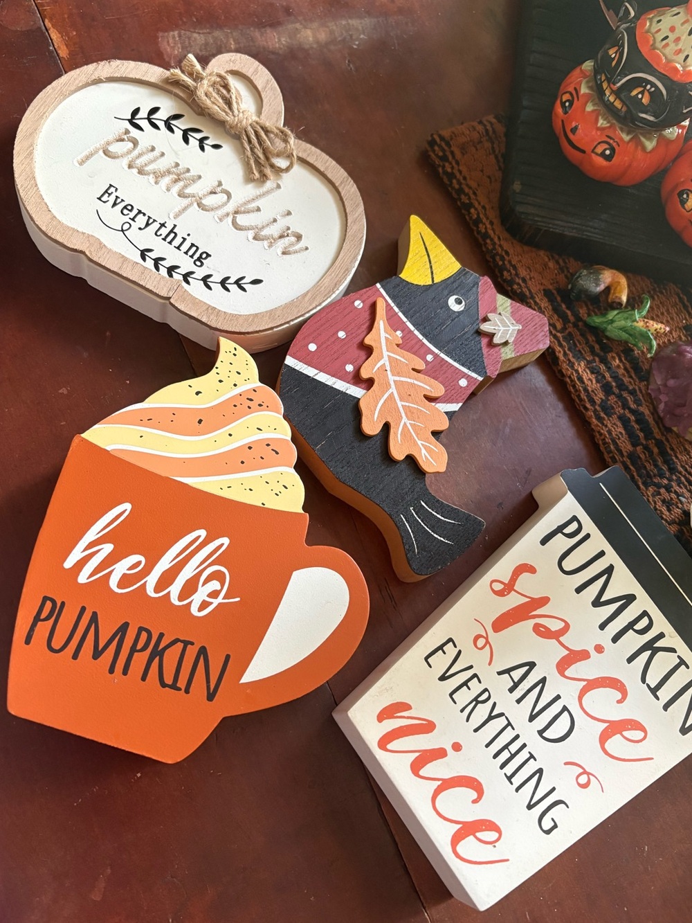 Set of 4 fall Wood blocks